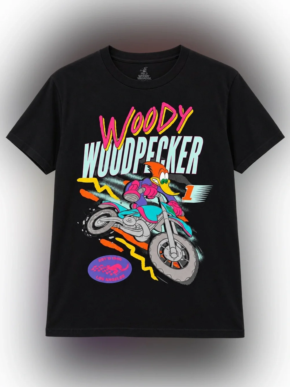 🏍️ Woody Woodpecker Motorcycle Graphic Tee — Size Small